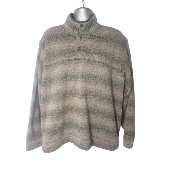 Eddie Bauer Sweatshirt Mens 2XL Brown Polyester‎ Knit Fleece Snap Neck Gorpcore - Picture 1 of 6